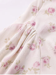 Jacquard Pink Floral Print Halter Neck Mini Dress