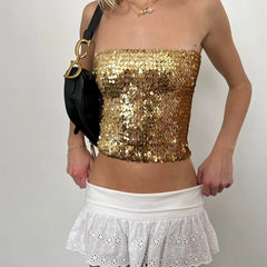 Gold Sequin Strapless Top