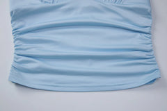 Deep V-Neck Sleeveless Ruched Top And Long Skirt Set