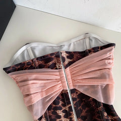 Leopard Print Pink Draped Corset Top