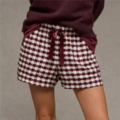 Plaid Elastic Waist Bowtie Shorts