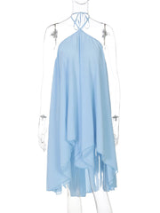 Chiffon Halter Flare Mini Dress