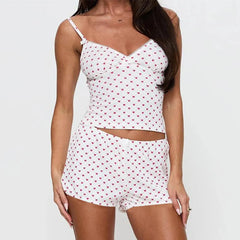 Printed Cami Top and Elastic Shorts Set