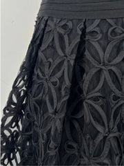 Black Pleated Strappy Mesh Hem Maxi Dress
