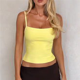 Bandage Ribbed Square Neck Spaghetti Strap Cropped Top