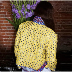 Color Block Pattern Printed Reversible Quilted Jacket