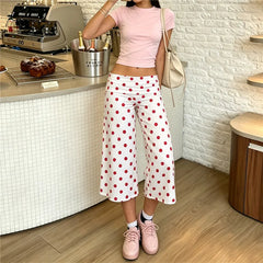 Polka Dot Fold Over Cropped Palazzo Pants