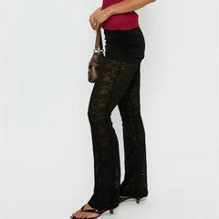 Black Lacere Fold Over Sheer Pants