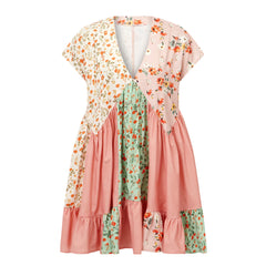 Floral dress with a layered design