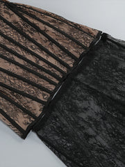 Black Lace Corset Sheer Removable Hem Maxi Dress