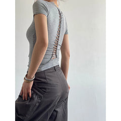 Back Cut Out Braided T-shirt