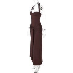 Bandage Waist Tie Halter Maxi Dress