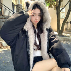 Fur Collar Hooded Jacket