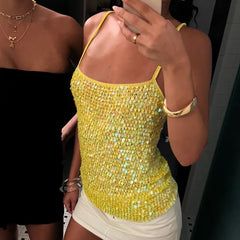 Sequin Crochet Cami Top