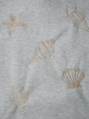 Seashell Embroidery Pullover Hoodies