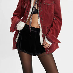 Velvet Tiered Ruffle Mini Skirt