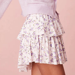 Floral Ruffled Tiered Mini Skirt