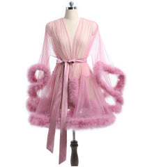 Short Feather Robe Dressing Gown