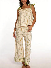 Floral Print Tie Shoulder Top with Pants Lounge Wear Set