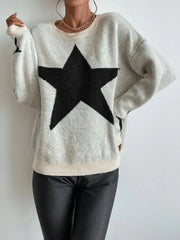 Star Pattern O-Neck Sweater Pullover