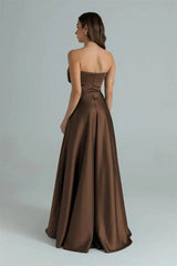 Satin Strapless Drape Maxi Gown