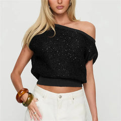 Sequin Knit Off The Shoulder Top