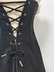Rose Appliques Strapless Mini Dress