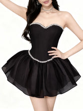 Rhinestone Strap Flare Strapless Mini Dress