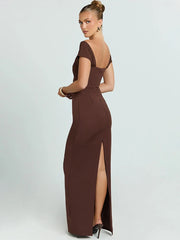 Solid Short Sleeve Bodycon Maxi Dress