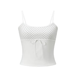 Polka Dot Bow Tie Spaghetti Strap Tank Top