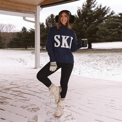 Ski Letter Printed Sweater