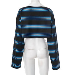 Polo Long Sleeve Striped Cropped T-Shirt