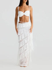 Knitted Twist Bralette And Maxi Skirt Set