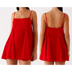 Red Sleeveless Thin Strap Mini Dress