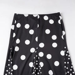 Polka Dot Print Patchwork Maxi Skirt