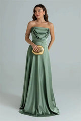 Satin Strapless Drape Maxi Gown