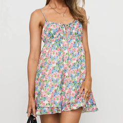 Ruffled Hem Floral Print Mini Dress