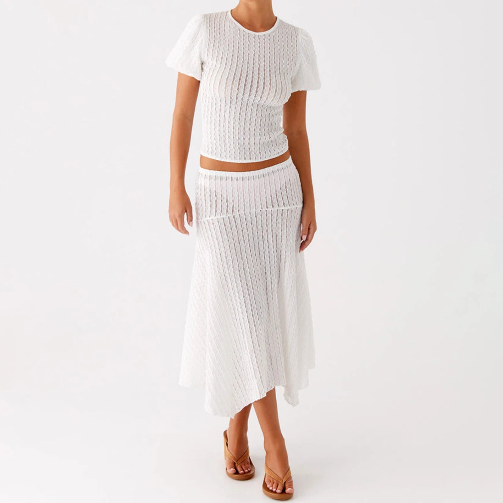 White knit two-piece set