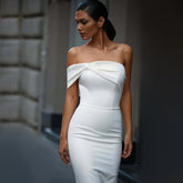 Strapless Bandage Off-shoulder Midi Dress