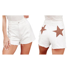 Star Pattern Back Denim Short