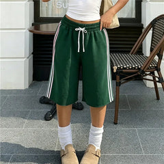 Side Stripes Drawstring Capri Sweatpants