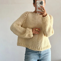 Solid Long Sleeve Round Neck Sweater