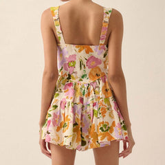 Floral dress with a beige background