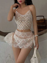 Patchwork Diamond Back Lace Up Sleeveless Mini Dress