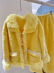 Yellow Plush 3 Piece Pajama Set