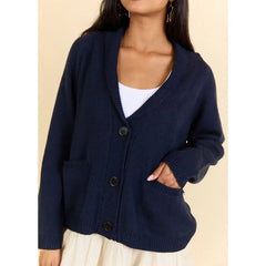 USA Ribbed Button-up Lapel V-Neck Loose Cadigan Flag Print