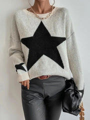 Star Pattern O-Neck Sweater Pullover