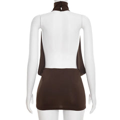 Halter Low Cut Out Open Back Mini Dress