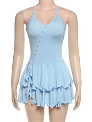 Ruffled Strap Mini Dress