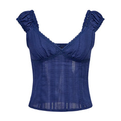 Smocked Tick Strap Sweetheart Neck Top